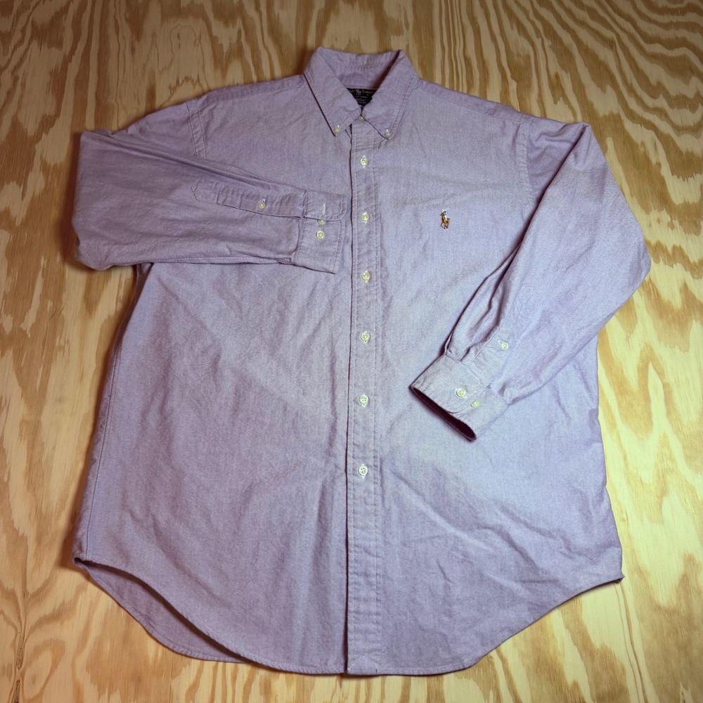 Ralph Lauren Yarmouth Mens 16 32/33 Lavender Purple Cotton Oxford Shirt Pony
